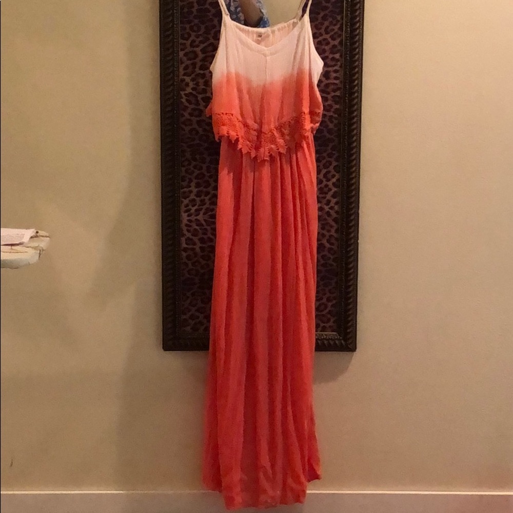 Orange sherbet white maxi dress